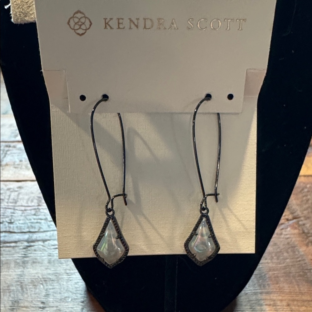 Kendra Scott Lori Iridescent Opalite and gunmetal drop Earrings